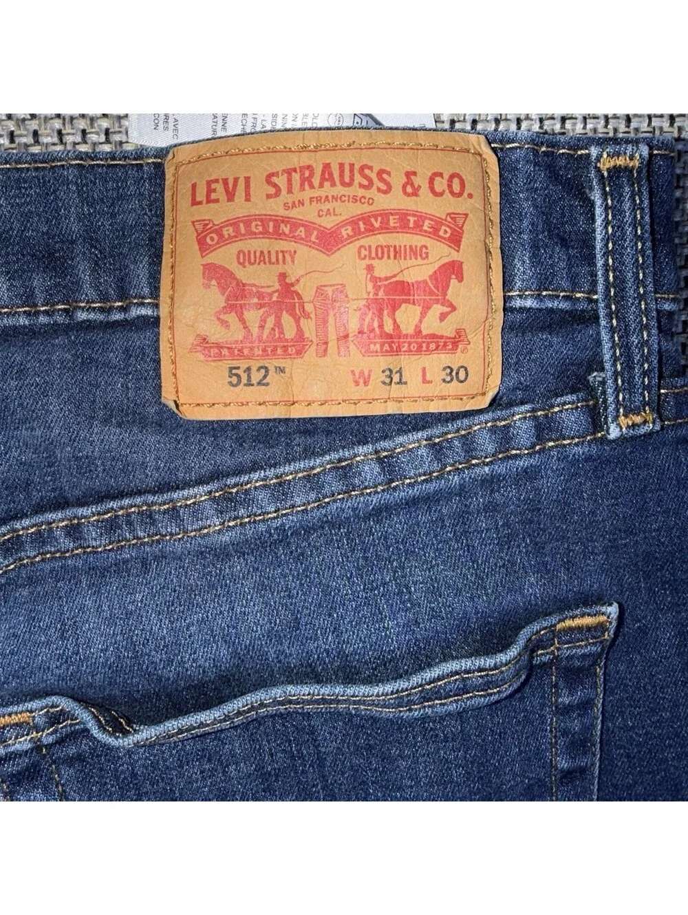 Levis 512 Jeans Mens 31x30 Blue Straight Leg Slim Fit Dark Wash